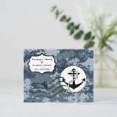 USN Marine Bewaar deze datum & Anker Aankondigingskaart (Staand voorkant)