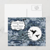 USN Marine Bewaar deze datum & Liefdesvogels Aankondigingskaart (Voorkant / Achterkant)