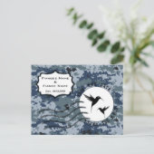 USN Marine Bewaar deze datum & Liefdesvogels Aankondigingskaart (Staand voorkant)