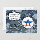 USN Marine Red datum en ster Aankondigingskaart (Voorkant / Achterkant)