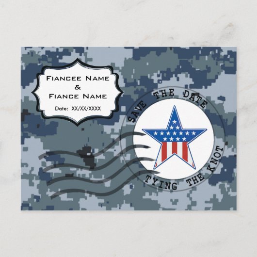 USN Marine Red datum en ster Aankondigingskaart (Voorkant)