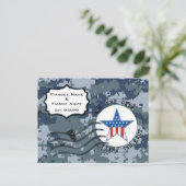 USN-marine Reddatum en Ster Aankondigingskaart (Staand voorkant)