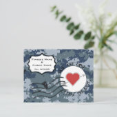 USN Marine reddingsdatum en Hart Aankondigingskaart (Staand voorkant)