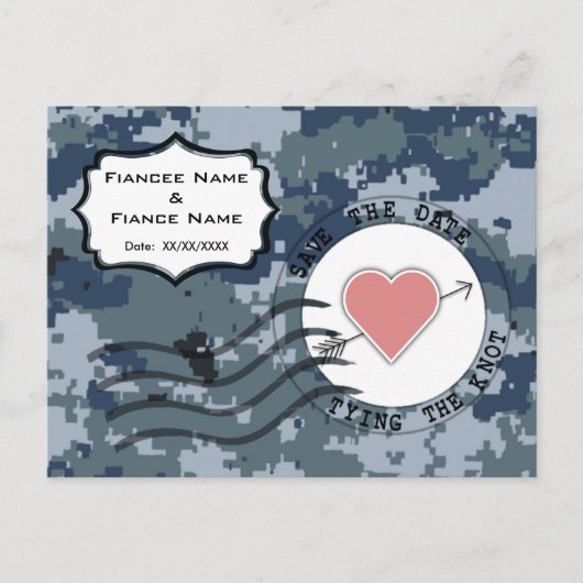 USN Marine reddingsdatum en Hart Aankondigingskaart (Voorkant)