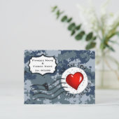 USN Marine reddingsdatum en Hart Aankondigingskaart (Staand voorkant)