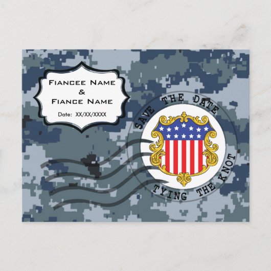 USN Marine reddingsdatum en vlag Aankondigingskaart (Voorkant)