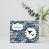 USN Marine reddingsdatum & Liefdesvogels Aankondigingskaart (Staand voorkant)