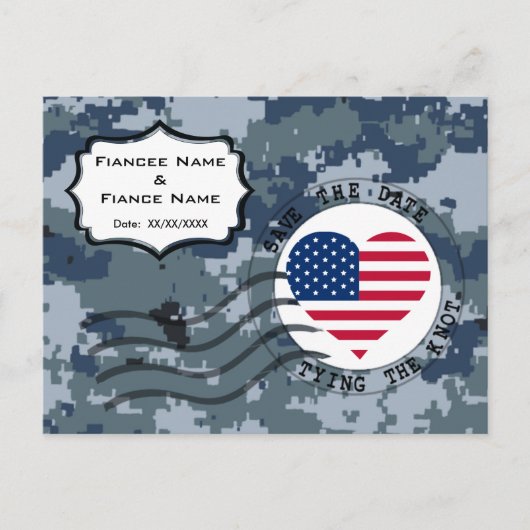 USN Marine Save de datum & Amerikaans hart Aankondigingskaart (Voorkant)