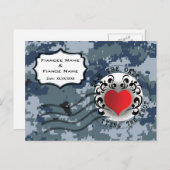 USN Marine Save the Date en Hart Aankondigingskaart (Voorkant / Achterkant)