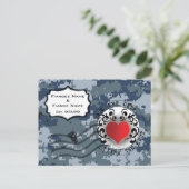 USN Marine Save the Date en Hart Aankondigingskaart (Staand voorkant)