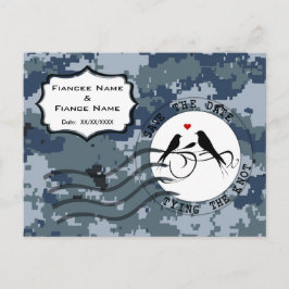 USN Marine Save the Date en Liefdesvogels Aankondigingskaart