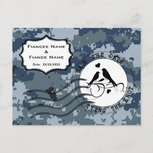 USN Marine Save the Date en Liefdesvogels Aankondigingskaart