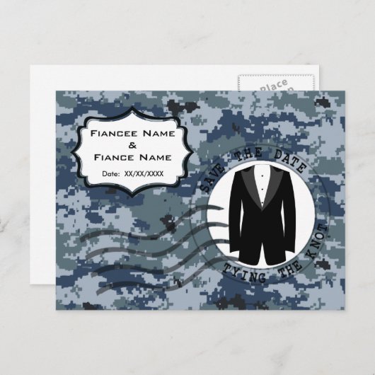 USN Marine Save the Date & Smoking Aankondigingskaart (Voorkant / Achterkant)