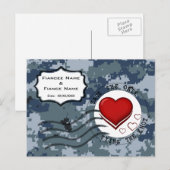 USN Marine Saveert de Datum en Hartjes Aankondigingskaart (Voorkant / Achterkant)