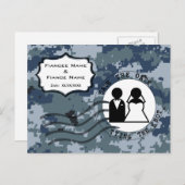 USN Marine Trouwdatum & Bruid en Bruidegom Aankondigingskaart (Voorkant / Achterkant)