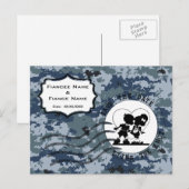 USN Marine Trouwdatum & Koppel Aankondigingskaart (Voorkant / Achterkant)