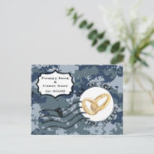 USN Marine Trouwdatum & Ringen Aankondigingskaart (Staand voorkant)