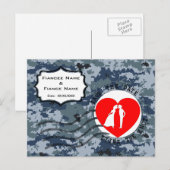 USN Navy Bewaar de datum & Koppel Aankondigingskaart (Voorkant / Achterkant)