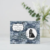 USN Navy Sava de datum & Bruid en Bruidegom Aankondigingskaart (Staand voorkant)