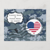 USN Navy Save the Date & American Heart Aankondigingskaart (Voorkant)