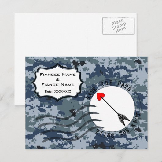 USN Navy Save the Date & Arrow Aankondigingskaart (Voorkant / Achterkant)