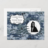 USN Navy Save the Date & Bruid en Bruidegom Aankondigingskaart (Voorkant / Achterkant)