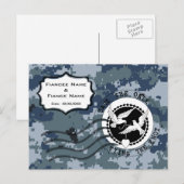 USN Navy Save the Date & Doves Aankondigingskaart (Voorkant / Achterkant)