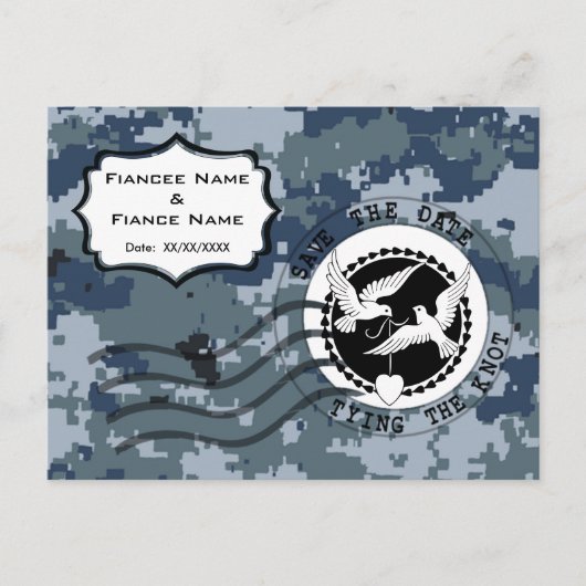 USN Navy Save the Date & Doves Aankondigingskaart (Voorkant)