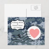 USN Navy Save the Date en Hart Aankondigingskaart (Voorkant / Achterkant)