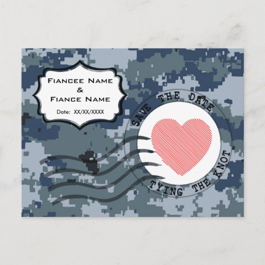 USN Navy Save the Date en Hart Aankondigingskaart (Voorkant)