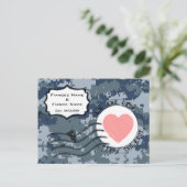 USN Navy Save the Date en Hart Aankondigingskaart (Staand voorkant)