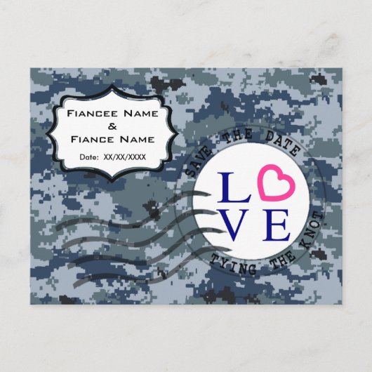 USN Navy Save the Date & Liefde Aankondigingskaart (Voorkant)