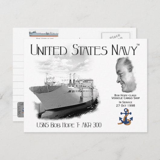 USNS BOB HOPE T-AKR 300 CARGO SHIP BRIEFKAART (Voorkant / Achterkant)