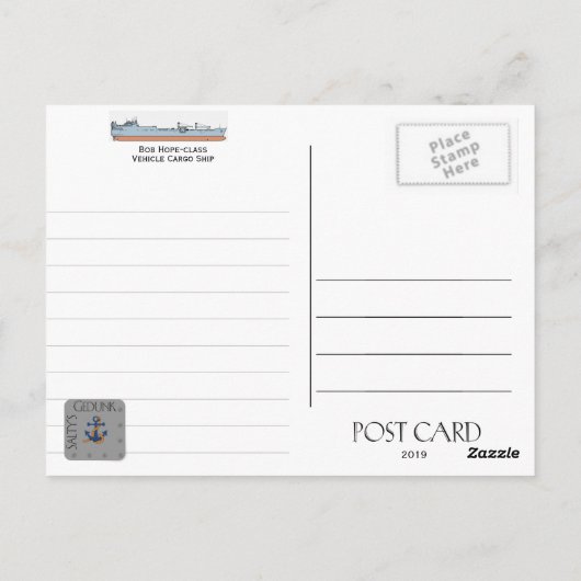 USNS BOB HOPE T-AKR 300 CARGO SHIP BRIEFKAART (Achterkant)