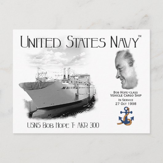 USNS BOB HOPE T-AKR 300 CARGO SHIP BRIEFKAART (Voorkant)