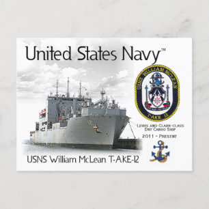 USNS WILLIAM MCLEAN T-AKE-12 CARGO SHIP - Briefkaa Briefkaart