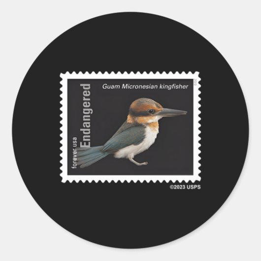 USPS Bedreigde Soorten Kingfisher Links Borst Ronde Sticker (Voorkant)