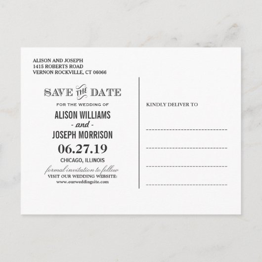 (USPS) Rustieke Bloemen Kraft Bruiloft Save the Da Aankondigingskaart (Achterkant)