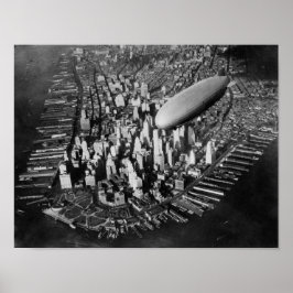 USS Akron Flying Over New York City - Circa 1932 Poster