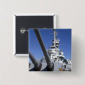 USS Alabama Battleship in Battleship Memorial Vierkante Button 5,1 Cm (Voorkant /achterkant)