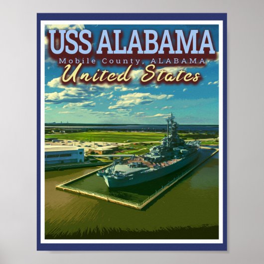 USS ALABAMA BATTLESHIP - MOBILE ALABAMA USA POSTER (Voorkant)