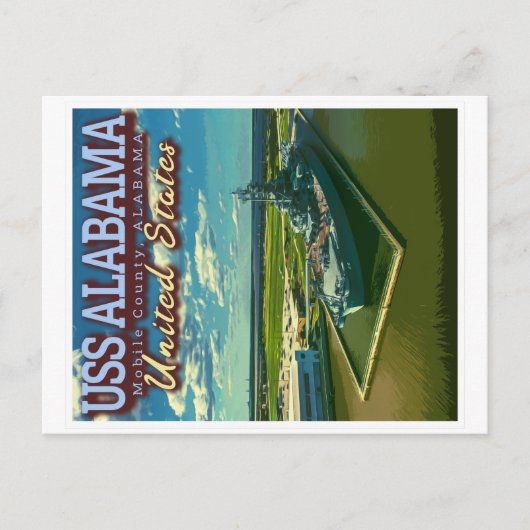 USS ALABAMA SLAGSCHIP - MOBILE ALABAMA USA BRIEFKAART (Voorkant)