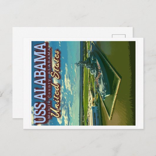USS ALABAMA SLAGSCHIP - MOBILE ALABAMA VS BRIEFKAART (Voorkant / Achterkant)