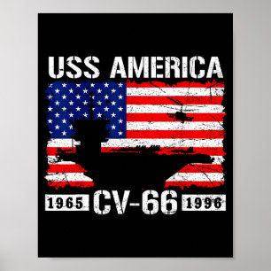 Uss america cv-66 est 1965-1996 vlag usa vliegtuig poster