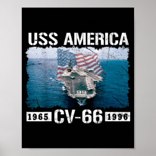 Uss america cv-66 est 1965-1996 vlag vliegtuig poster