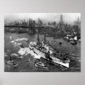 USS Arizona aan de oostrivier - NYC - 1916 Poster (Voorkant)