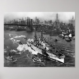 USS Arizona aan de oostrivier - NYC - 1916 Poster
