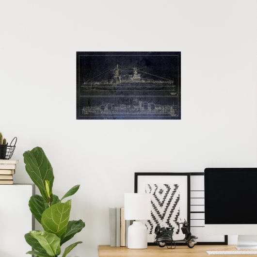 USS Arizona Blueprints Poster (Thuiskantoor)