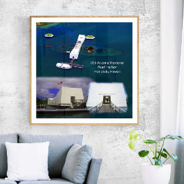 USS Arizona Memorial, Pearl Harbour Uitzichten Pos Poster