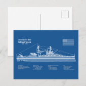 USS Arizona - Schip Blauwdruk Plannen ABD Briefkaart (Voorkant / Achterkant)